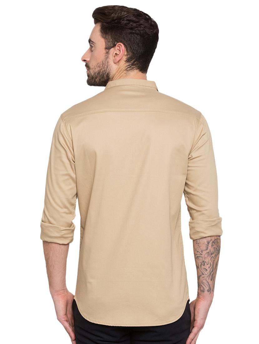 beige solid casual shirt - 15773035 - Zoom Image - 3