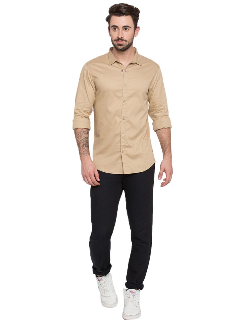 beige solid casual shirt - 15773035 - Zoom Image - 4