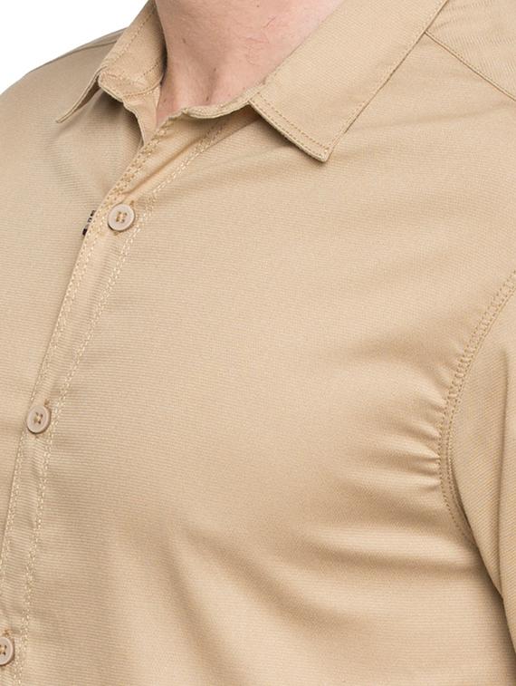beige solid casual shirt - 15773035 - Zoom Image - 5