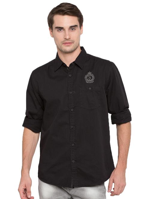 black solid casual shirt - 15773038 - Standard Image - 1
