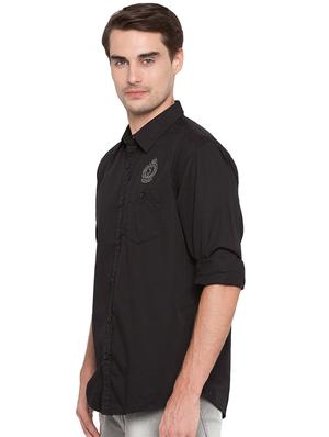 black solid casual shirt - 15773038 - Standard Image - 2