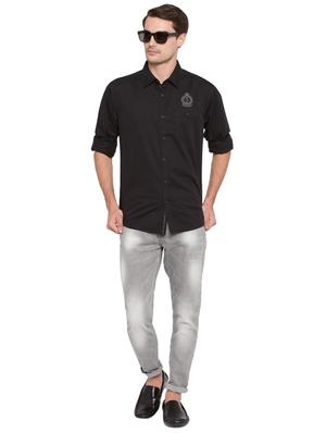 black solid casual shirt - 15773038 - Standard Image - 4