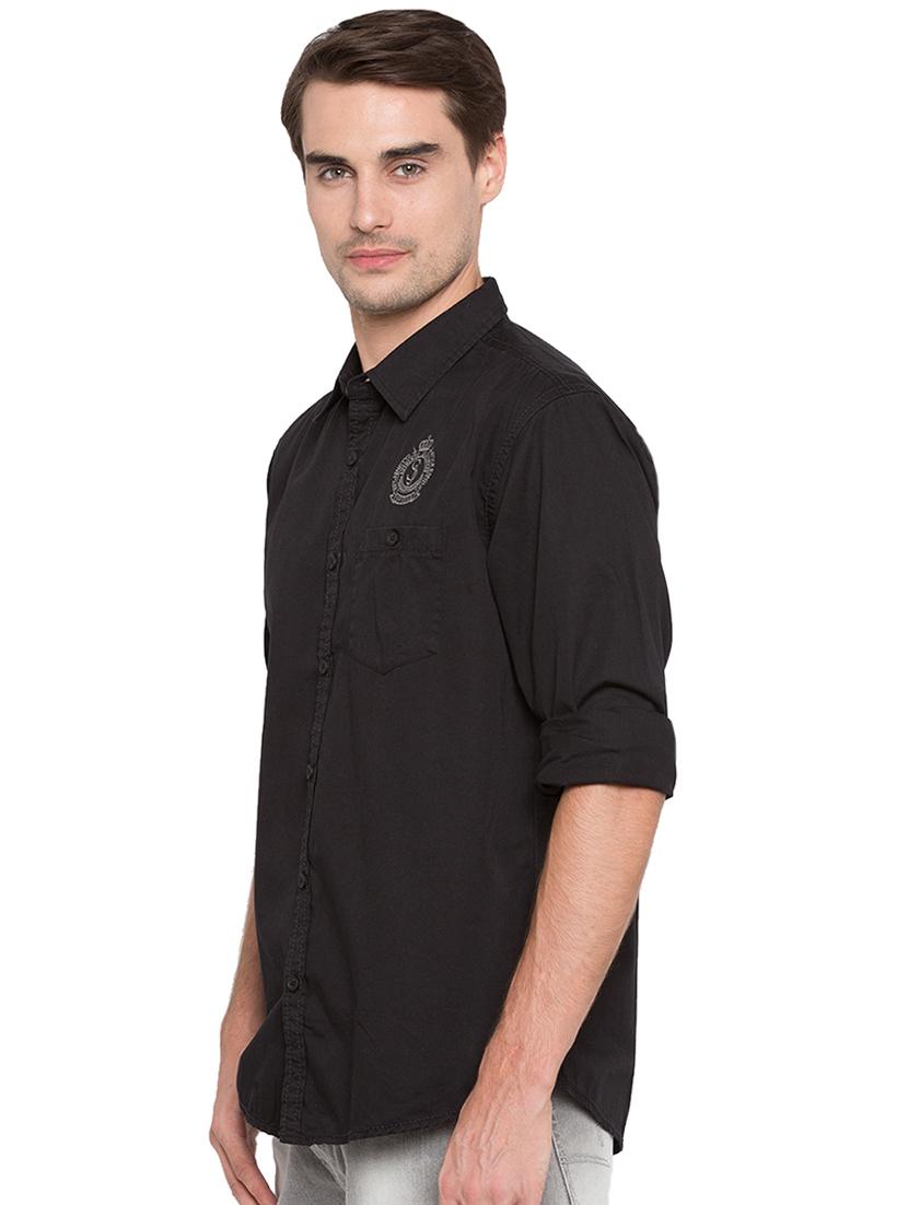 black solid casual shirt - 15773038 - Zoom Image - 2