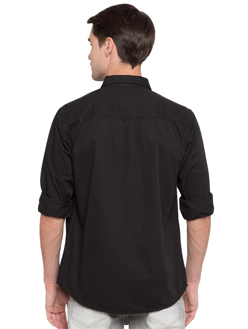 black solid casual shirt - 15773038 - Zoom Image - 3