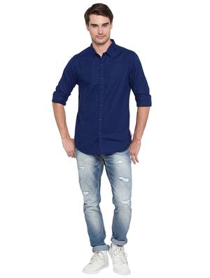 blue solid casual shirt - 15773045 - Standard Image - 4
