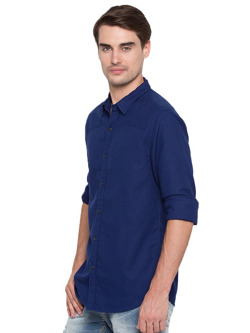 blue solid casual shirt - 15773045 - Zoom Image - 2