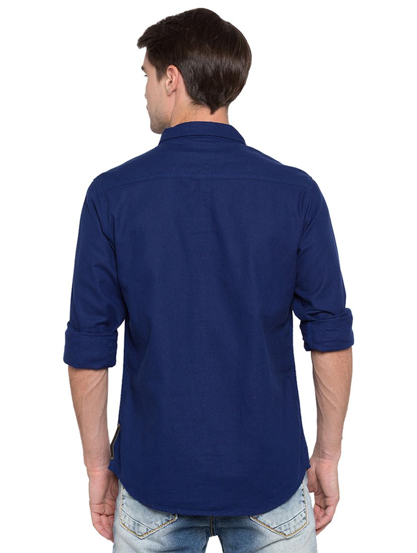 blue solid casual shirt - 15773045 - Zoom Image - 3