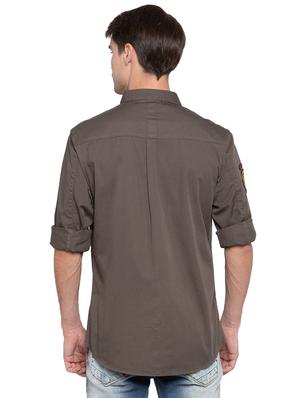 grey solid casual shirt - 15773047 - Standard Image - 3