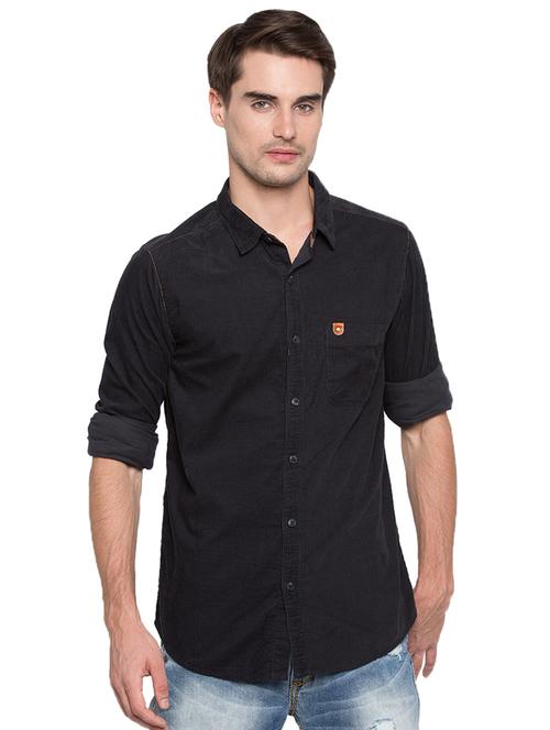 blue solid casual shirt - 15773055 - Standard Image - 1