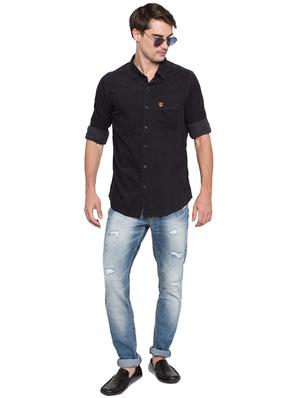 blue solid casual shirt - 15773055 - Standard Image - 4