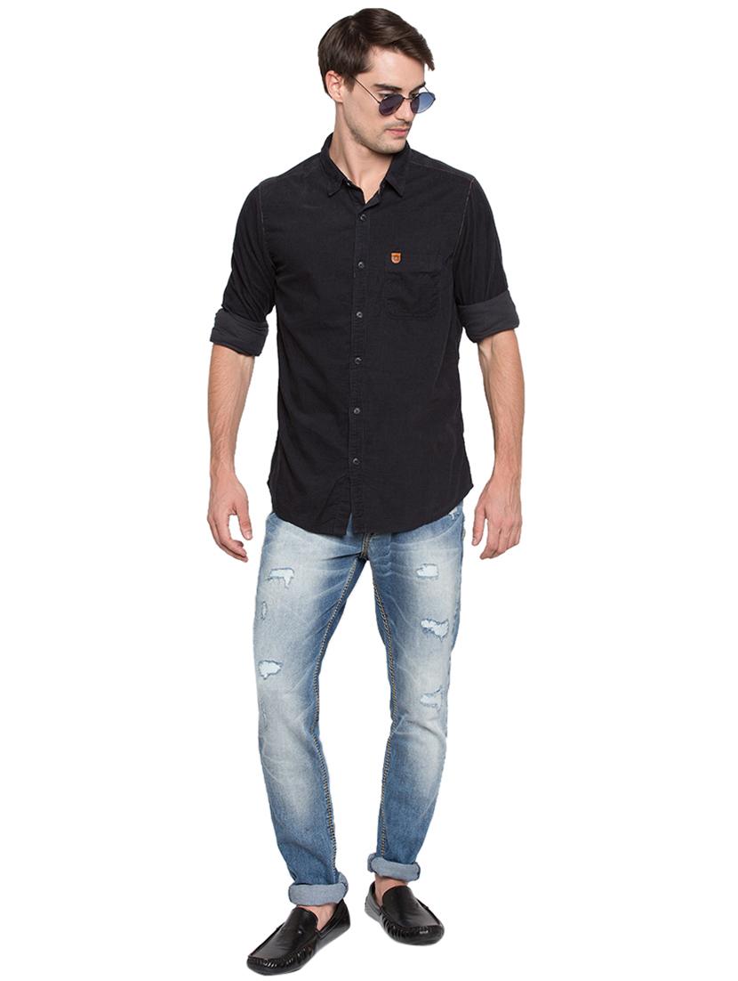 blue solid casual shirt - 15773055 - Zoom Image - 4