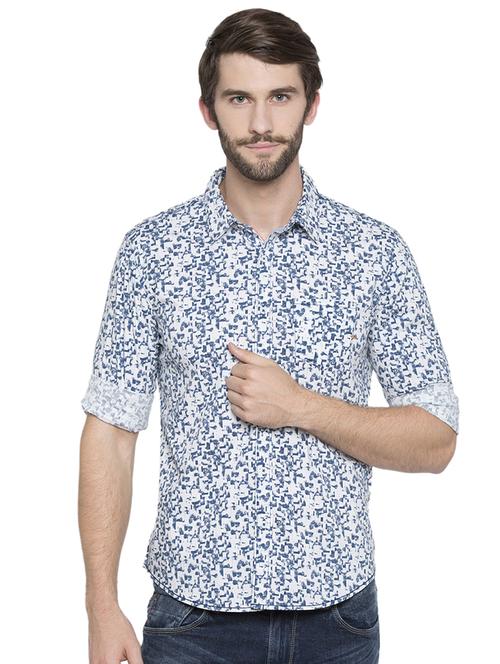 blue printed casual shirt - 15773078 - Standard Image - 1