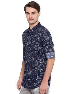 blue printed casual shirt - 15773087 - Standard Image - 2