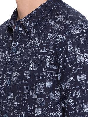blue printed casual shirt - 15773087 - Standard Image - 5
