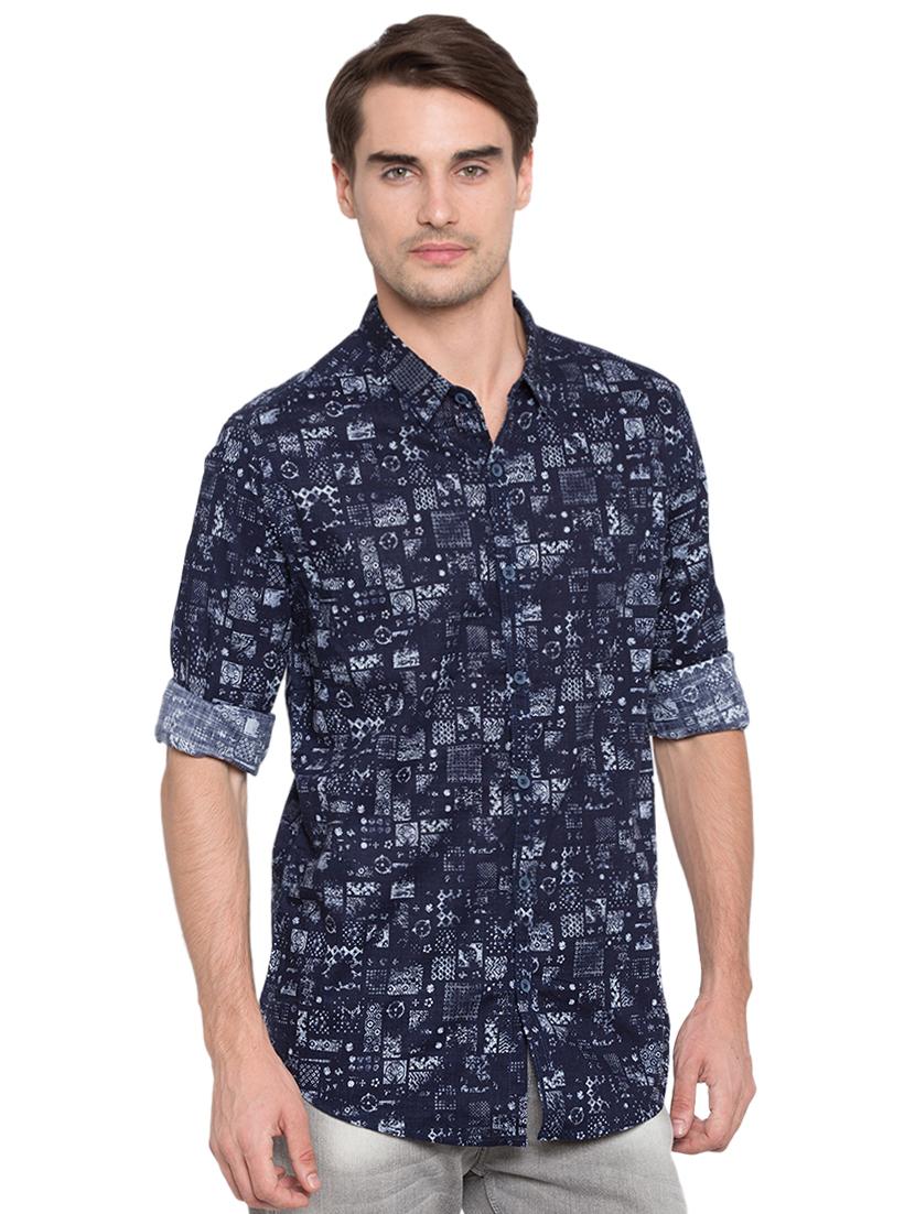 blue printed casual shirt - 15773087 - Zoom Image - 1