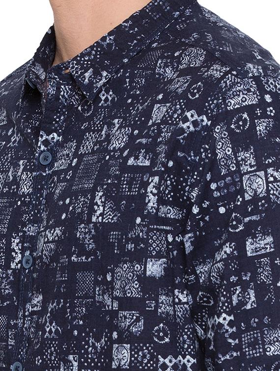 blue printed casual shirt - 15773087 - Zoom Image - 5