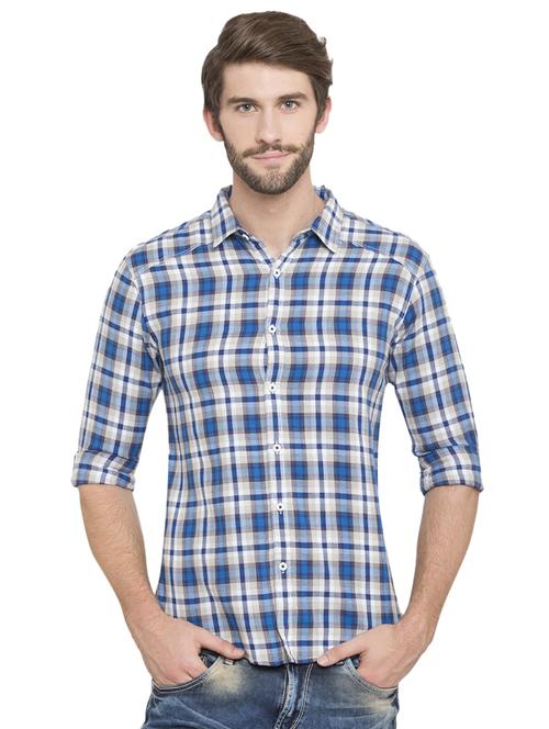 blue checkered casual shirt - 15773110 - Standard Image - 1