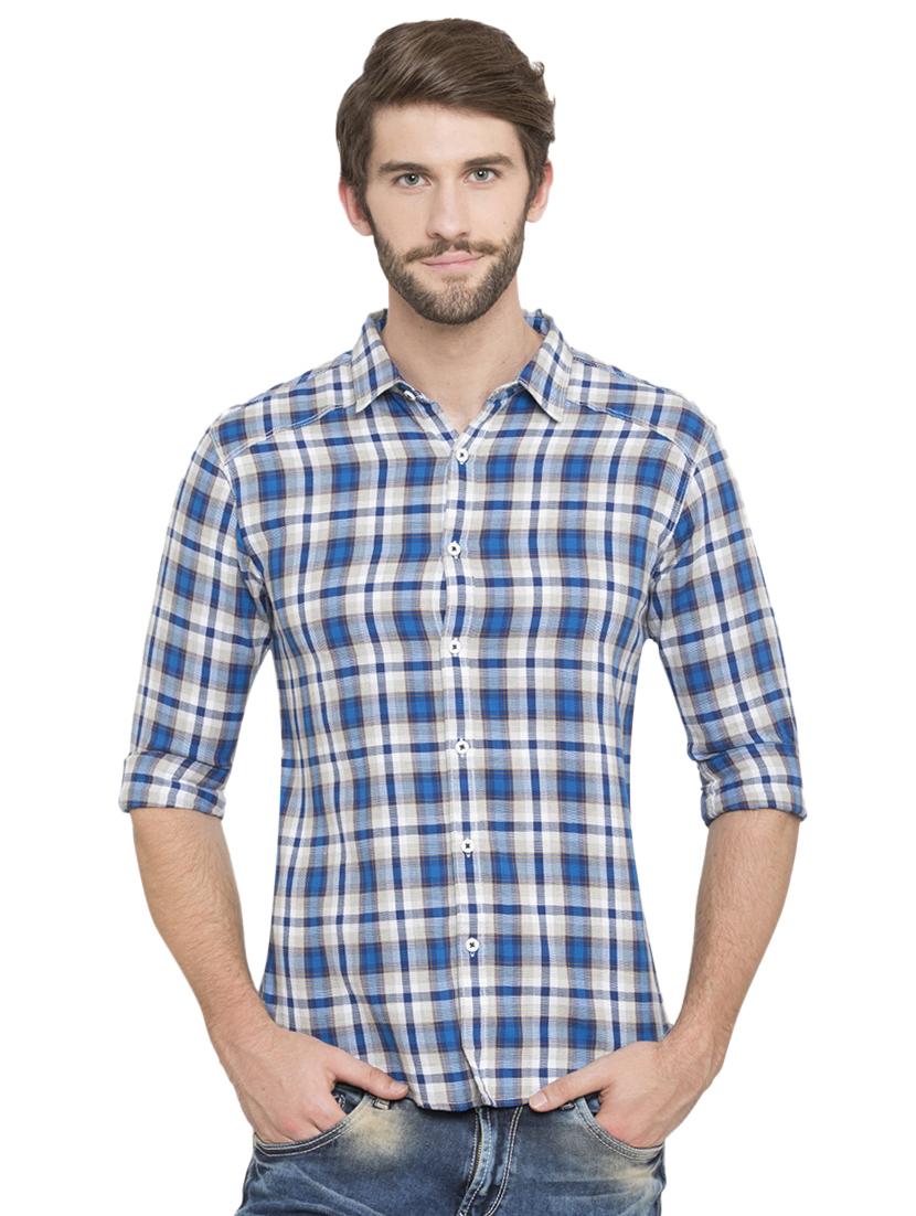 blue checkered casual shirt - 15773110 - Zoom Image - 1
