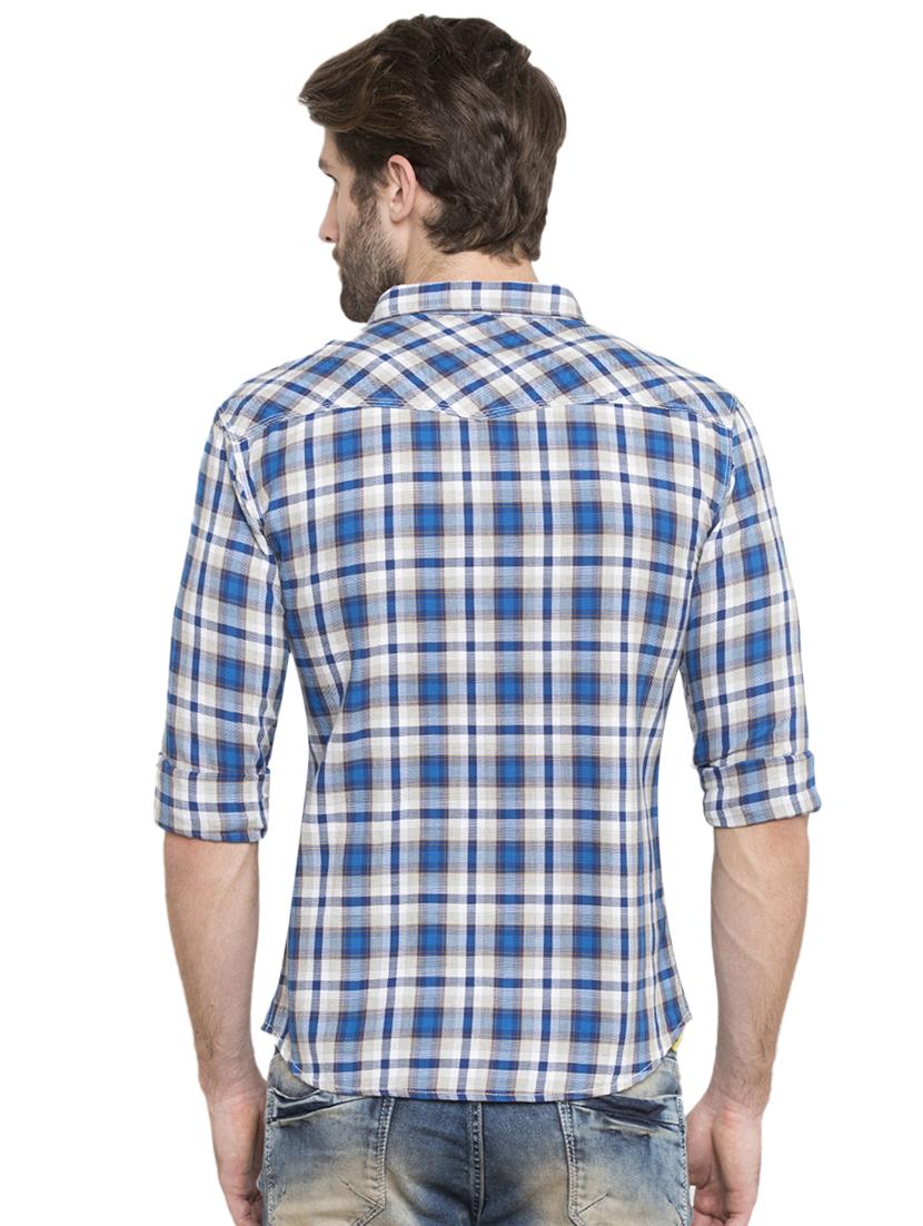blue checkered casual shirt - 15773110 - Zoom Image - 3
