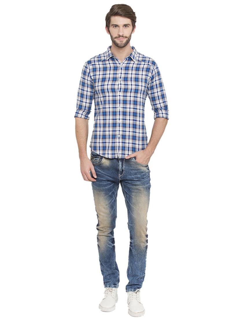 blue checkered casual shirt - 15773110 - Zoom Image - 4