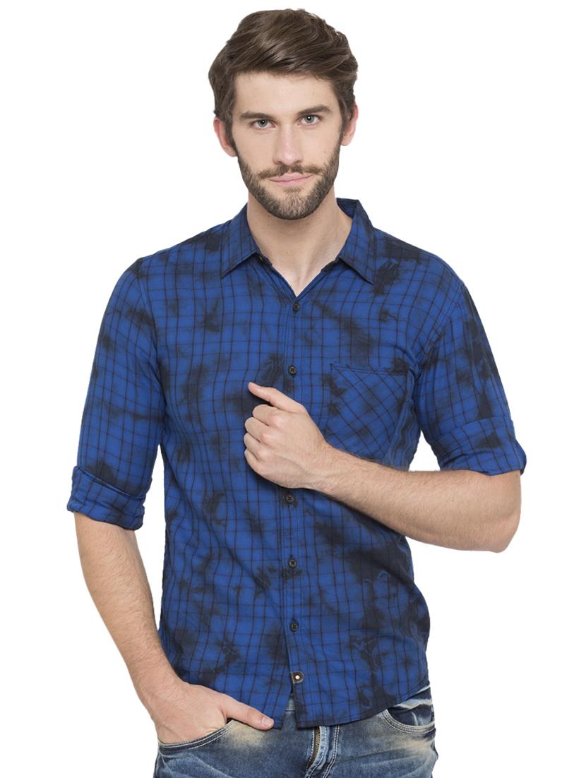 blue checkered casual shirt - 15773118 - Zoom Image - 1