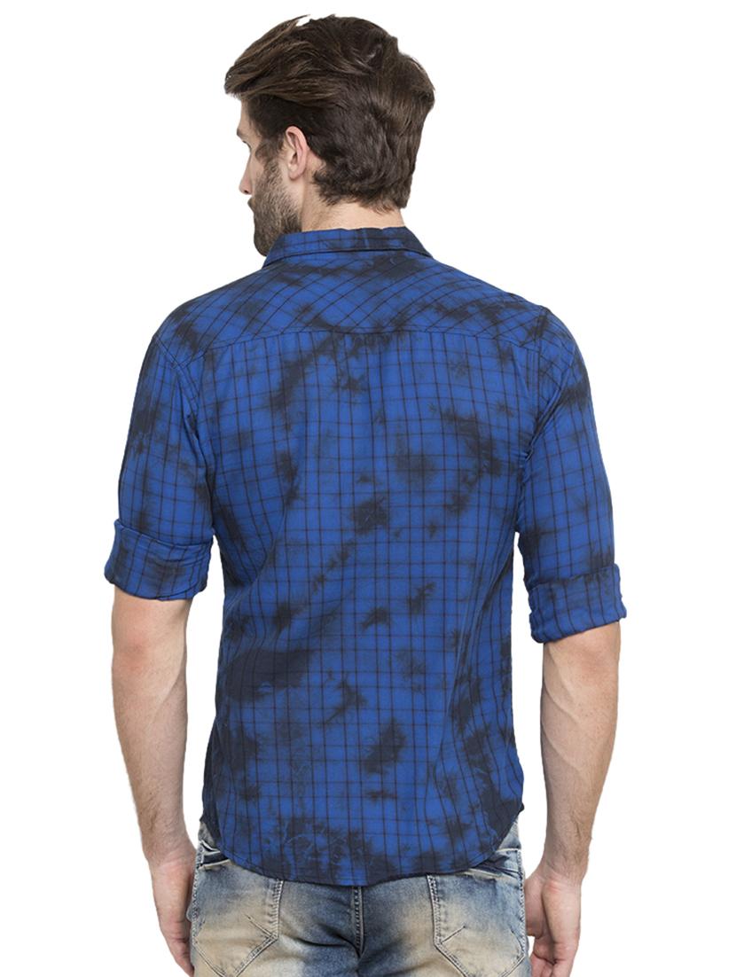 blue checkered casual shirt - 15773118 - Zoom Image - 3