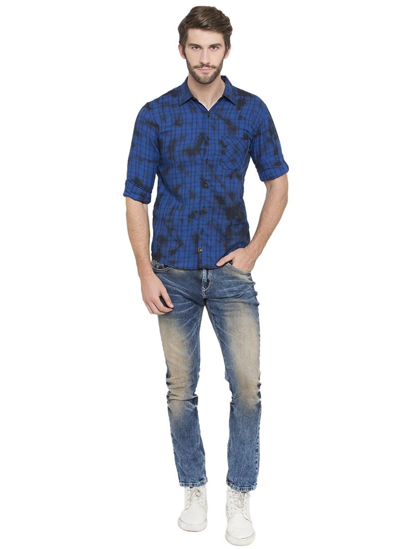 blue checkered casual shirt - 15773118 - Zoom Image - 4