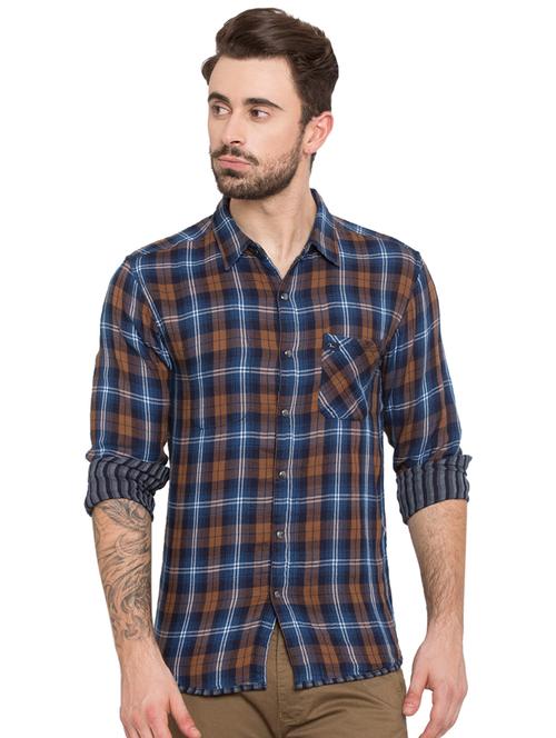 blue checkered casual shirt - 15773136 - Standard Image - 1