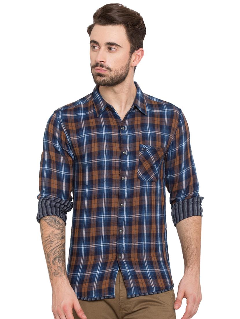 blue checkered casual shirt - 15773136 - Zoom Image - 1