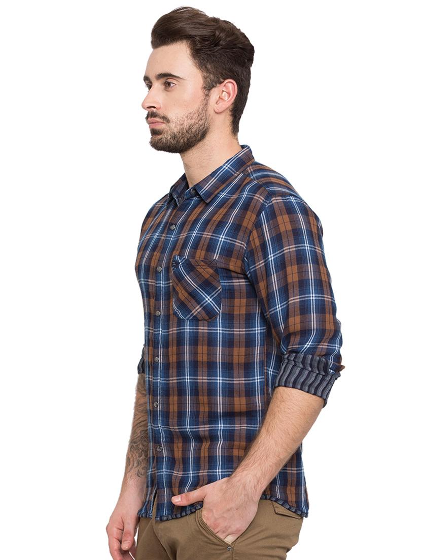 blue checkered casual shirt - 15773136 - Zoom Image - 2