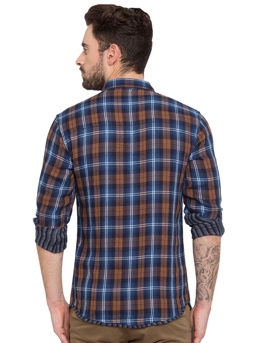 blue checkered casual shirt - 15773136 - Zoom Image - 3