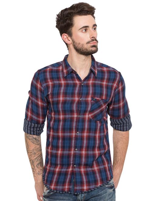 blue checkered casual shirt - 15773137 - Standard Image - 1