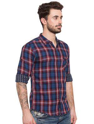 blue checkered casual shirt - 15773137 - Standard Image - 2