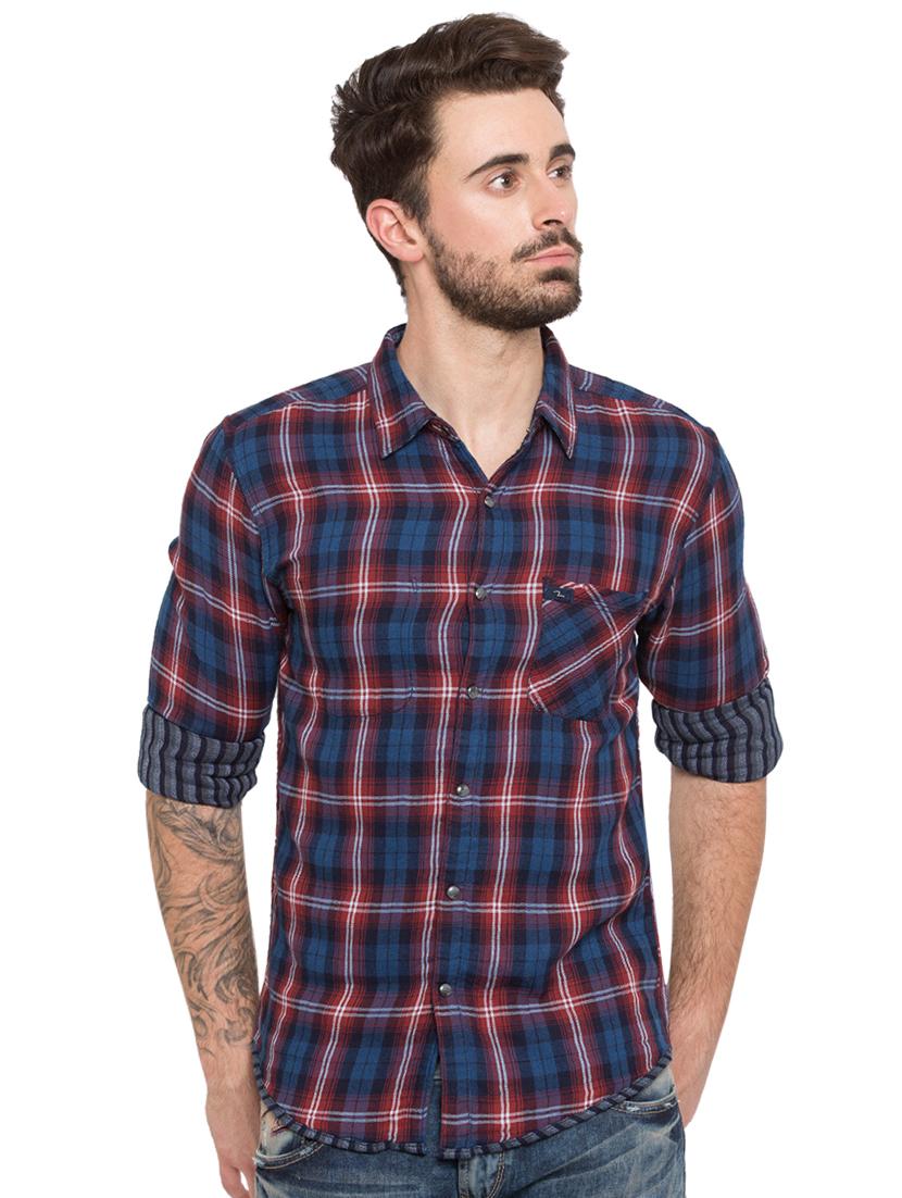 blue checkered casual shirt - 15773137 - Zoom Image - 1