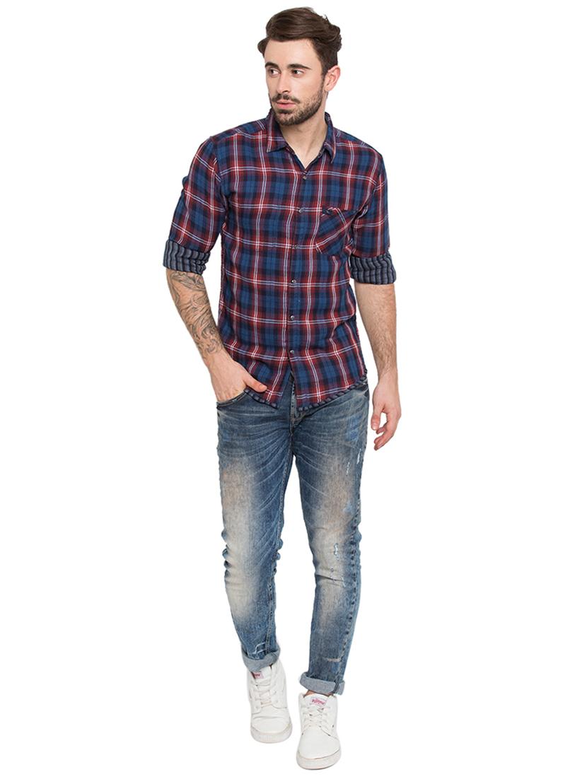 blue checkered casual shirt - 15773137 - Zoom Image - 4