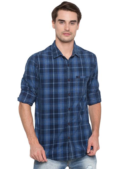 blue checkered casual shirt - 15773138 - Very Small Image - 1