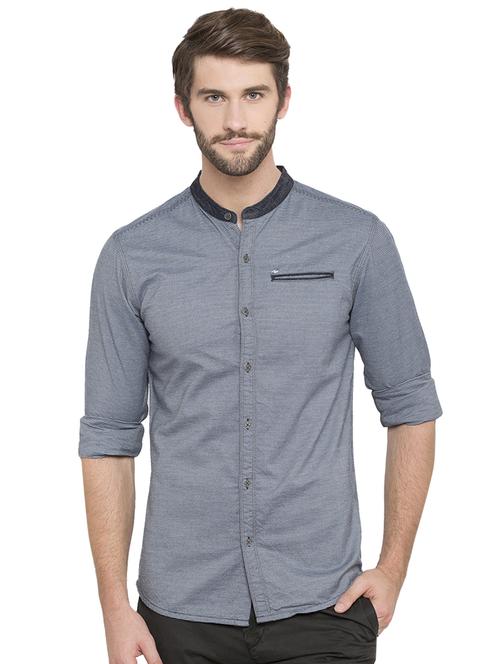 blue striped casual shirt - 15773142 - Standard Image - 1