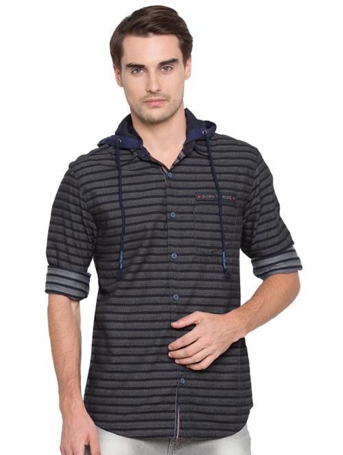 blue striped casual shirt - 15773147 - Standard Image - 1