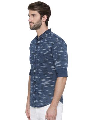 blue printed casual shirt - 15773149 - Standard Image - 2