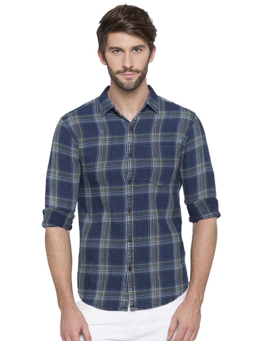 blue checkered casual shirt - 15773151 - Zoom Image - 1