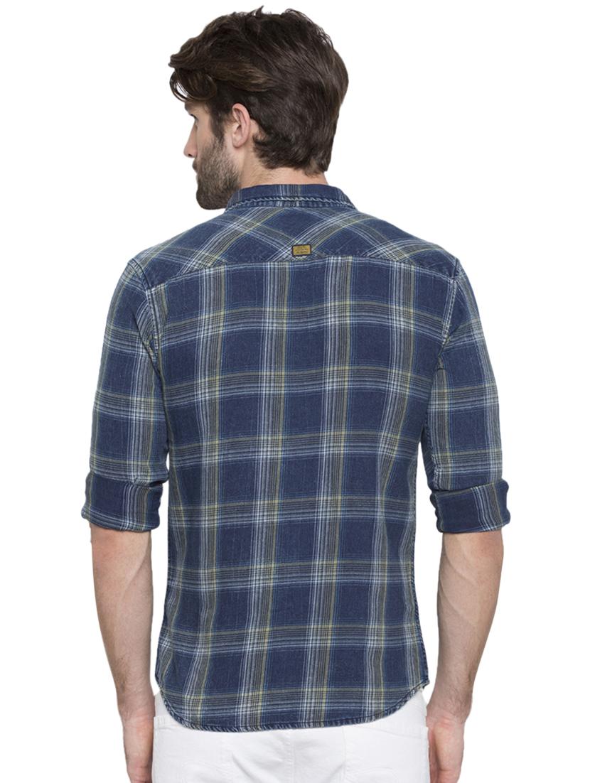 blue checkered casual shirt - 15773151 - Zoom Image - 3