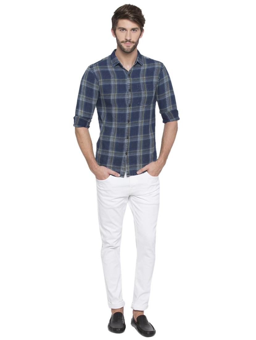 blue checkered casual shirt - 15773151 - Zoom Image - 4