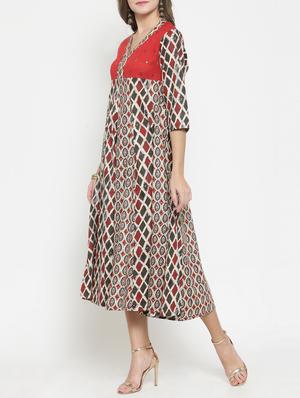 printed a-line dress - 15773309 - Standard Image - 2
