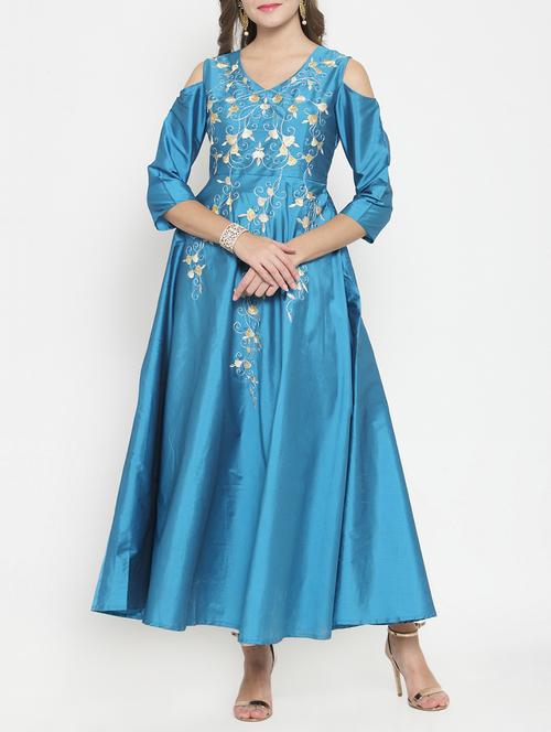 anakali embroidered cold shoulder dress - 15773312 - Standard Image - 1