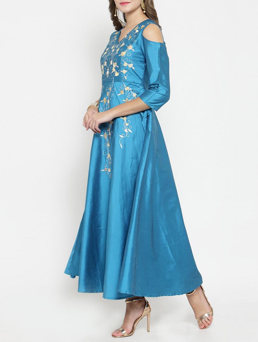 anakali embroidered cold shoulder dress - 15773312 - Zoom Image - 2