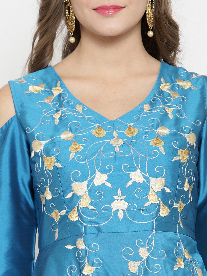 anakali embroidered cold shoulder dress - 15773312 - Zoom Image - 4