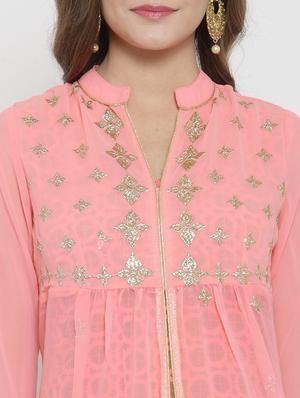 zari embroidered layered dress - 15773313 - Standard Image - 4