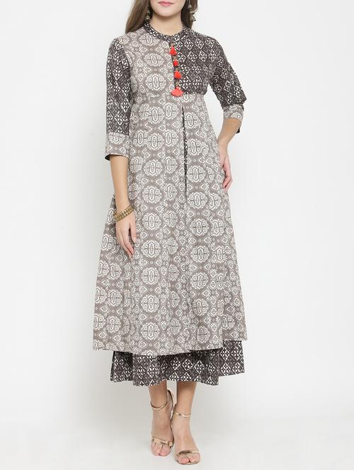layered printed dress with tassels - 15773314 - Standard Image - 1