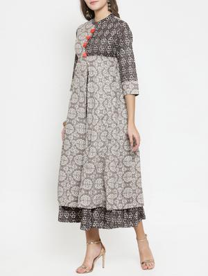 layered printed dress with tassels - 15773314 - Standard Image - 2