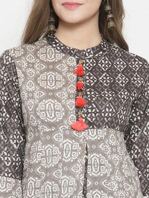 layered printed dress with tassels - 15773314 - Standard Image - 4